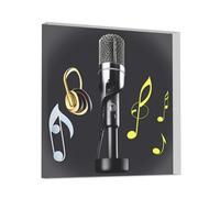 Microphone with Musical Notes Acrylic Print Gifts Decor Home Signs Weddings Memorial Desks Office Heart Personalised