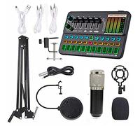 Microphone with Steel Zinc Alloy Microphone, Metal Stand, Sound Card, Uni-directional Polar Pattern, 20Hz-20KHz Frequency Response, Shock-proof Mount, Acoustic, Flexible Adjustable Sta