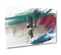 Microphones Music No.1 V2 Modern Canvas Wall Art Print Ready to Hang, Framed Picture for Living Room Bedroom Home Office Décor, 24x16 Inch (60x40 cm)