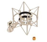 Microphones Shock Mount Heavy Duty Zinc Alloy High Isolation Anti Vibration Mic Clip Holder for Broadcasting Recording Studio 60MM Diameter (Gold)