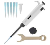Micropipette 100-1000 µL, Adjustable Pipette, Laboratory Pipette, | Pipettor with 5 Tips, Single Channel Liquid Transfer Tool, Adjustable Volume Pipette for Laboratory, Science and Research Use