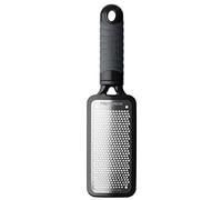 Microplane Kitchen Grater Fine for Hard Cheese, Citrus Fruits, Garlic, Chili, Cinnamon and Nutmeg from The Home Series in Black & Stainless Steel