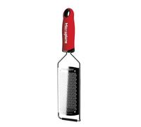 Microplane Kitchen Grater Fine for Hard Cheese, Citrus Fruits, Garlic, Chili, Cinnamon and Nutmeg in Red with Stainless Steel Blade - Made in USA