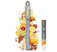 Microplane Zester Grater in Sage Green for Citrus Fruits, Hard Cheese, Ginger, Chocolate and Nutmeg with Fine Stainless Steel Blade - Made in USA