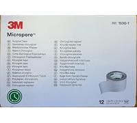 Micropore 1530-1 adhesive bandages 2.5 cm x 9.1m, white (pack of 12)