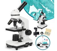 Microscope 100X-1000X for Kids and Students - Kids Microscope Set with Prepared Slides Box, Smartphone Adapter, Carrying Bag for School Teaching, Family Education
