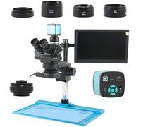 Microscope 7X-100X Stereo Trinocular Microscope+ 48MP 2K 4K Video Camera +11.6 inch Display LCD Monitor Sliding Aluminum Stand Kit,48MP 4K 2K USB