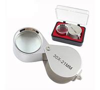 Microscope Accessories 10X/ 20X/ 30X Foldable Pocket Magnifier Metal Mini Magnifying Glass Handheld Silver Jewelry Loupe Portable Durability And Reliable Performance(30X)