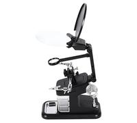 Microscope Accessories Dual LED Lights Table Third Hand Magnifier for Soldering USB 3X 4.5X 25X Illuminated Magnifying Glass Welding Iron Stand Loupe Durability And Reliable Performance(Black)