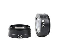 Microscope Accessories Kit 0.3X 0.5X 0.35X 2.0X Barlow Auxiliary Objective Glass Lens 43MM for 180X 200X 300X C-MOUNT Lens Industry Video Microscope Camera Microscope Slides(0.5X and 2.0X)