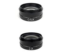 Microscope Accessories Kit 0.5X 2.0X 0.3X Barlow Auxiliary Objective Glass Lens For 10A 180X 300X C-MOUNT Lens Industry Video Microscope Camera Microscope Slides(0.5X 2X)