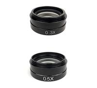 Microscope Accessories Kit 0.5X 2.0X 0.3X Barlow Auxiliary Objective Glass Lens For 10A 180X 300X C-MOUNT Lens Industry Video Microscope Camera Microscope Slides(0.3X 0.5X)