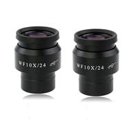 Microscope Accessories Kit 2pcs WF10X Diopter Adjustable Stereo Microscope Eyepieces High Eye Point Wide Angle, Mounting Size 30mm Microscope Slides(WF10X-24mm)