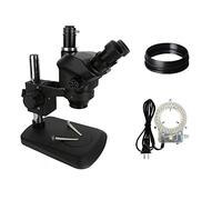 Microscope Accessories Kit 3.5X 7X 50X 100X Continuous Zoom Simul Focal Trinocular Stereo Microscope With 56 LED Ring Light For Phone PCB Soldering Repair Microscope Slides(Set 4 black)
