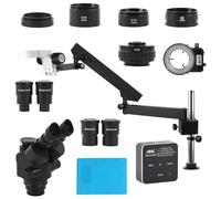 Microscope Accessories Kit 3.5X-90X 180X Simul Focal Trinocular Stereo Microscope with Rotate Arm Articulating Pillar Stand With Touch 48MP Camera Set Microscope Slides
