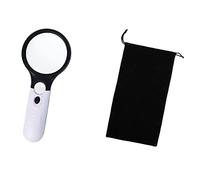 Microscope Accessories Kit 3X 45X Handheld Reading Magnifying Glass With 3 LED Microscope Slides(B and bag)