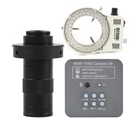 Microscope Accessories Kit 48MP 2K 1080P 60FPS HDMI USB Industrial Electronic Digital Microscope Zoom C-Mount LED Light Microscope Slides(With 130X Lens Light)