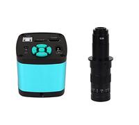 Microscope Accessories Kit 48MP HDMI USB Digital Video Microscope Camera 130X 180X Adjustable Zoom C Mount Lens LED Ring Light Microscope Slides(48MP 180X)