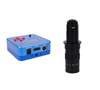 Microscope Accessories Kit 48MP HDMI USB Digital Video Microscope Camera 130X 180X Adjustable Zoom C Mount Lens LED Ring Light Microscope Slides(21MP 180X)