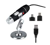 Microscope Accessories Kit 500X/1000X/1600X Digital Microscope 3in1 Tyce-C Micro USB Portable LED Electronic Microscope Camera For Mobile Phone Repair Microscope Slides(1000X)