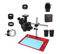 Microscope Accessories Kit For PCB Soldering Repair Lab Industrial 7X 45X 90X Double Rod Simul-focal Trinocular Stereo Microscope 1080P VGA 38MP HDMI Camera Microscope Slides(38MP add CTV 0.5X)