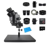 Microscope Accessories Kit For Phone PCB Soldering Repair Lab Industrial 7X 45X Simul-focal Trinocular Stereo Microscope USB Digital 1080P VGA HDMI Camera Microscope Slides(Black,3.5X-90X 38mp)