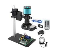 Microscope Accessories Kit Industrial Digital Video Microscope Camera Zoom 130X C-Mount Lens With Ring Light Microscope Slides(48MP HDMI A)