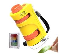 Microscope for Children's Microscope with 60-80X Zoom and 12 Slides - Portable Scientific Toy for School, Kindergarten, School, Classroom, Hiking, Home, Outdoor, Camping, Learning