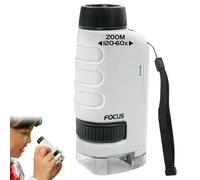 Microscope for Kids 60X-120X Magnification Handheld Miniscope with LED Lights, Portable Pocket Microscope for Children's Learning, Education, Exploring The World.