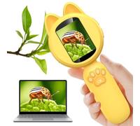 Microscope for Kids -Portable Kid Mini Scope,100X Handheld Pocket Microscope for Kids with 2-Inch IPS Screen, 8 LED Lights,Nature Exploration Toys for Lab Study and Educational Use Yellow