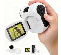 Microscope for Kids with 100-1600X Zoom ＆ LED, 3-in-1 Handheld Digital Kids Microscope with1080P DV Camera, Compatible MAC-OS & Windows - Kids Science Experiment kit for Ages 4-12 (Black)