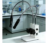 Microscope Illuminator, 20W Dual Gooseneck Lights, Adjustable Brightness & Aperture, 6000K Color Temperature for Stereo Zoom Microscopes