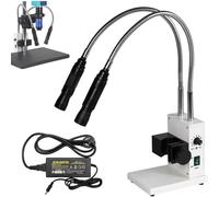 Microscope Illuminator, Dual Gooseneck Lights, 6000K Colour Temperature, Adjustable Brightness and Aperture Size for Stereo Zoom Microscopy
