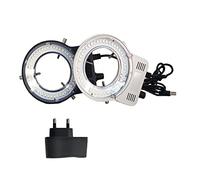 Microscope Illuminators 48 LED USB Output Adjustable Ring Light Illuminator Lamp For Industry Stereo Microscope Industrial Camera Magnifier (Color : Black with Adapter)