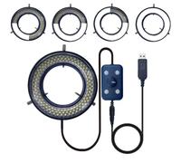 Microscope LED Ring Light Illuminator, USB 5V 144 LED Color Temperature Adjustable, 4 Zone RGB, Focus Lamp for Monocular Binocular Trinocular Stereo Microscope Vision Scientific