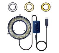 Microscope LED Ring Light Illuminator, USB 5V 144 LED Color Temperature Adjustable, 4 Zone RGB, Focus Lamp Source for Monocular Binocular Trinocular Stereo Microscope Vision Scientific (144 CW WW)