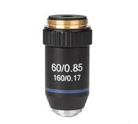 Microscope Objective Lens 195, RMS 20.2mm Thread, Achromatic Optical Glass, 4X 20X 40X 60X 100X Oil Immersion, for Biological Lab Research(60X)