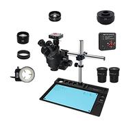 Microscope Observation 3.5X-90X Simul-Focal Continuous Zoom Trinocular Stereo Microscope 38MP HDMI USB Microsopio Camera 1/2 CTV Adapter Big Workbench w/Black aliuminum pad