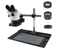 Microscope Observation Stereo Microscope 3.5X - 90X Continuous Zoom Magnification + Big Aluminum Stand + 56 LED Ring Light + Lens