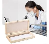 Microscope Slide Box with Iron Lock, Wooden Construction Holds 50 Place Slides for Laboratory and Research Sample Organization (50 pieces)