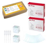 Microscope Slides Clear Glass 100 Pcs Microscope Slides with Ground Edge, 20mmx20mm 200 Pcs Microscope Cover Glasses Slips Glasses for Basic Biological Science Education with 4 Test Pipette Droppers