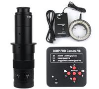 Microscope Video Camera 1080P 38MP HDMI USB Industrial Lab Digital Video Microscope Camera + 120X 180X 130X C mount Lens + 56 LED Ring Light (Color : With 180x led)