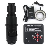 Microscope Video Camera 1080P 38MP HDMI USB Industrial Lab Digital Video Microscope Camera + 120X 180X 130X C mount Lens + 56 LED Ring Light (Color : With wd105 180x)
