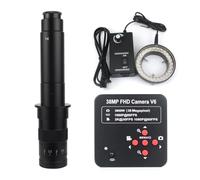 Microscope Video Camera 1080P 38MP HDMI USB Industrial Lab Digital Video Microscope Camera + 120X 180X 130X C mount Lens + 56 LED Ring Light For PCB Soldering Phone Repair (Color : With 300x led)