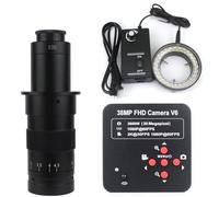 Microscope Video Camera 1080P 38MP HDMI USB Industrial Lab Digital Video Microscope Camera + 120X 180X 130X C mount Lens + 56 LED Ring Light (Color : With 120x led)