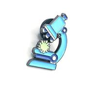 Microscope Virus Bacteria Science STEM Research Metal Enamel Blue Pin Badge
