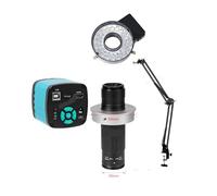 Microscopes Lens 48MP 4K 1080P USB Industrial Video Digital Microscope Camera 1-130X Zoom C Mount Lens Cantilever stand For Repair Soldering Microscope Eyepieces for Optical Microscope(Full Set)