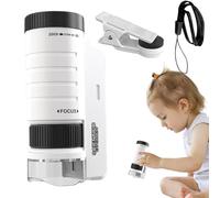 Microscopio portátil para niños, microscopio para niños, Microscopio portátil de mano 60X-120X, Microscopios portátiles de mano, miniscopio de juguete, juguete educativo de ciencia con Clip para teléf