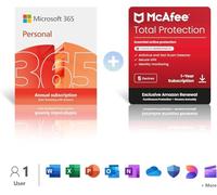 Microsoft 365 Personal | 1 Person | 1TB Cloud Storage | AI Office Apps | Renews for £84.99 + McAfee Total Protection | 5 Devices | Renews for £95.99 | Annual auto-renewing Amazon subscription