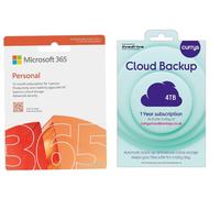Microsoft 365 Personal (12 months (automatic renewal) for 1 user) & Cloud Backup (4 TB, 1 year) Bundle